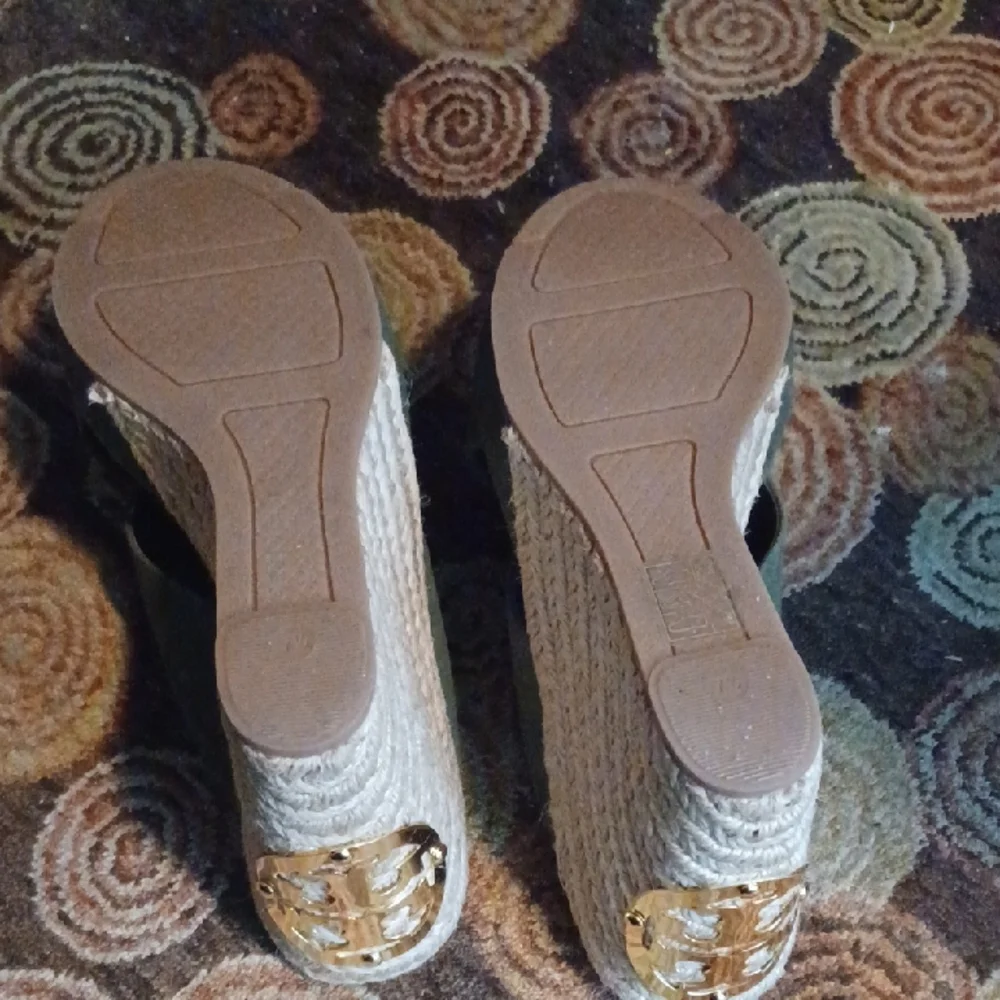 Tory Burch Dark Green Suede Crisscross Mule Slides